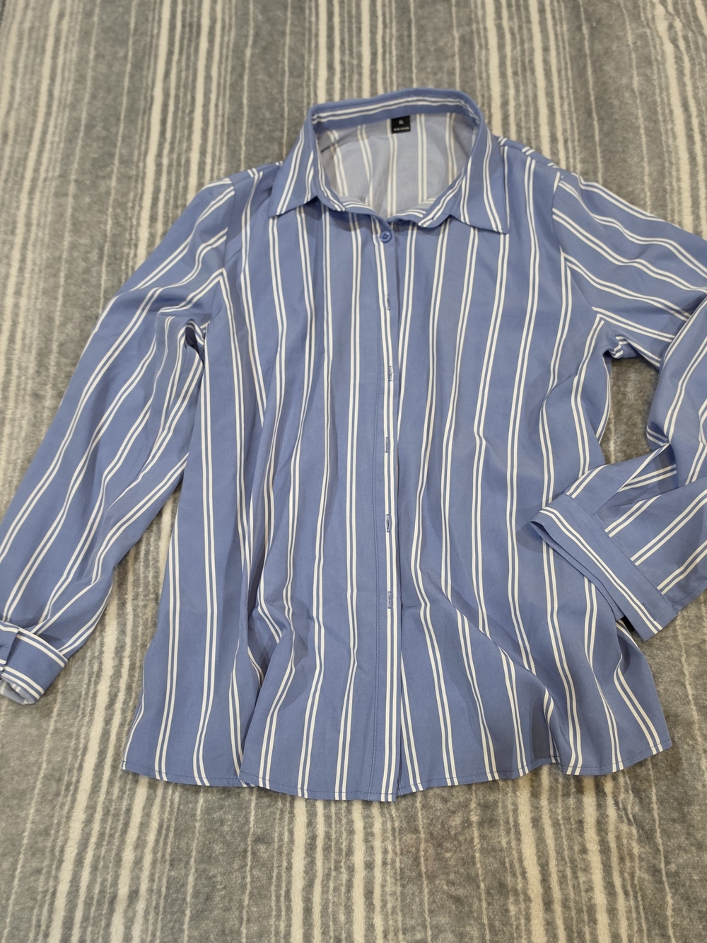 Womens Classic Striped Button-Up Shirt - Blue